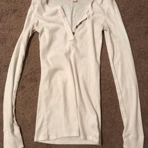 Mossimo Supply Co. White Henley Longsleeve Tee